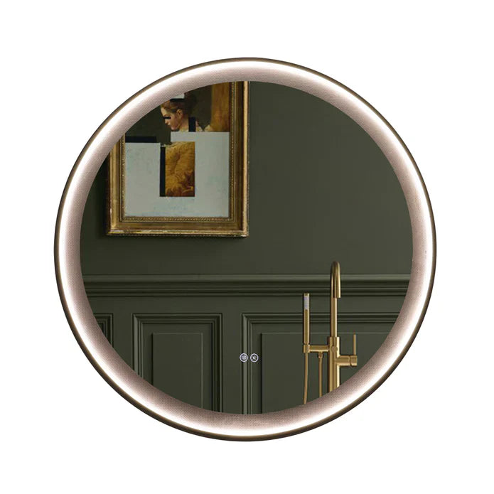 Kodaen Roundy Singtered Stone Bathroom LED Vanity Mirror (Black Blackground) - LEDBMF624BSS