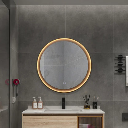 Kodaen Roundy Singtered Stone Bathroom LED Vanity Mirror (Black Blackground) - LEDBMF624BSS