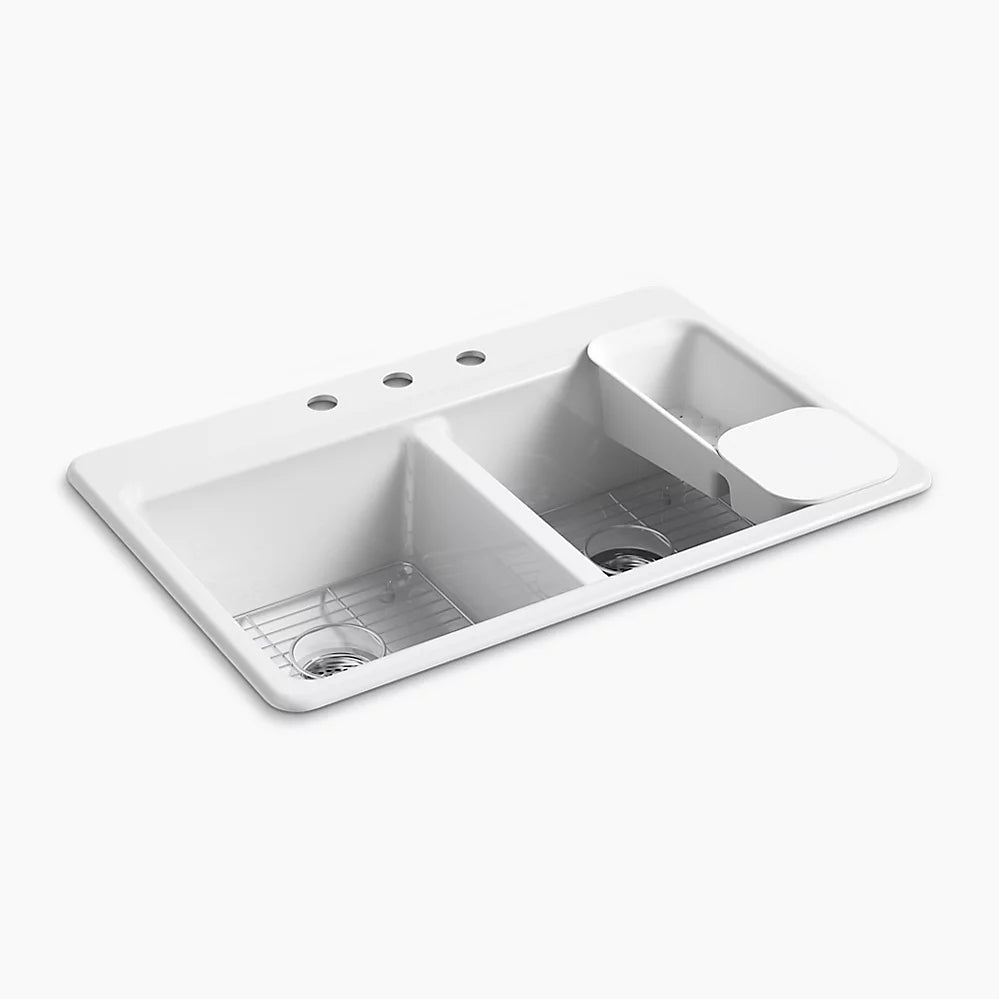 Kohler Riverby 33" Top-Mount Double-Bowl Workstation Kitchen Sink 3A2