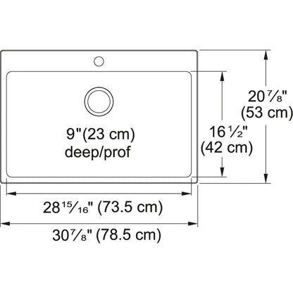 Kindred Brookmore 30.87" x 20.87" Drop in Single Bowl Stainless Steel Kitchen Sink (Single Hole)