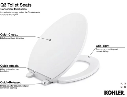 Kohler Reveal Quiet-Close Round-front Toilet Seat - Ice Grey