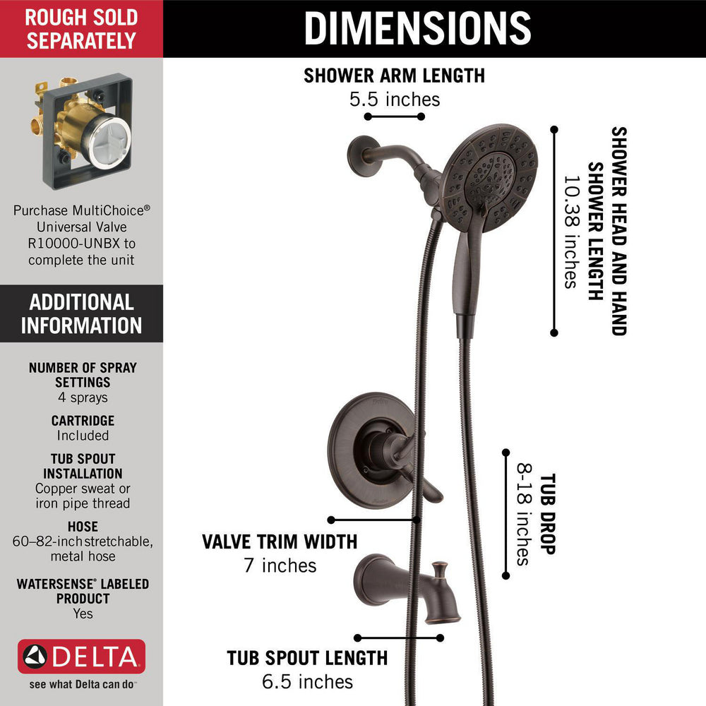 Delta LINDEN Monitor 17 Series Tub & Shower Trim with In2ition -Venetian Bronze (Valve Not Included)