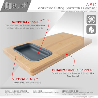 Stylish Workstation Cutting Board With 1 Container A-912