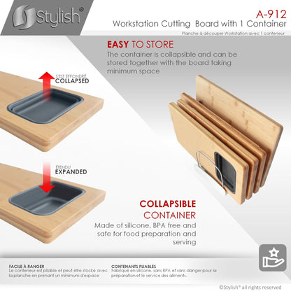 Stylish Workstation Cutting Board With 1 Container A-912