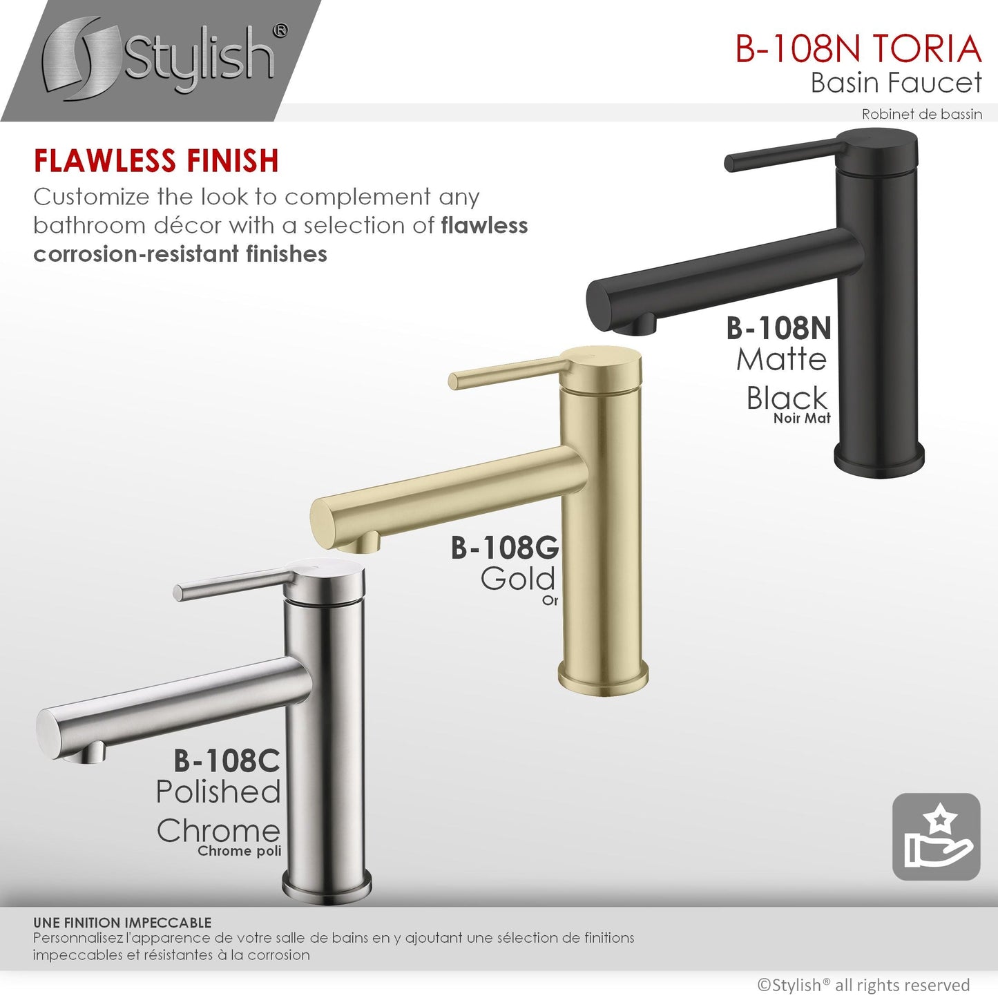 Stylish Toria 6" Single Handle Basin Bathroom Faucet in Matte Black Finish B-108N