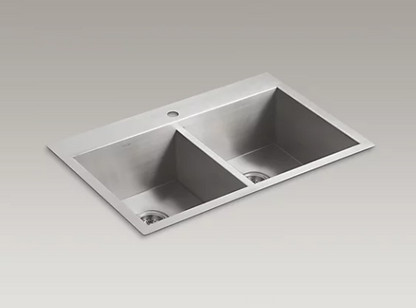 Kohler Vault 33" X 22" X 9-5/16" Top-mount/undermount Double-equal Bowl Kitchen Sink With Single Faucet Hole
