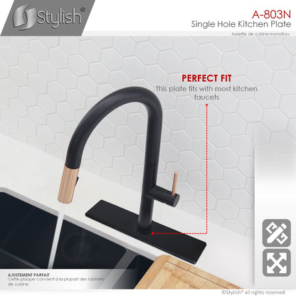 Stylish Kitchen Faucet Plate Hole Cover Deck Plate Escutcheon in Matte Black Finish A-803N