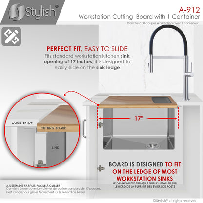 Stylish Workstation Cutting Board With 1 Container A-912