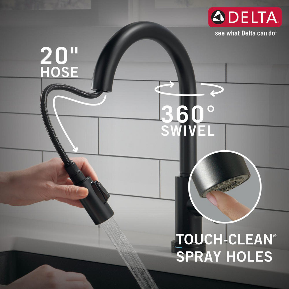 Delta TRINSIC Single Handle Pull-Down Kitchen Faucet with Touch2O Technology- Matte Black