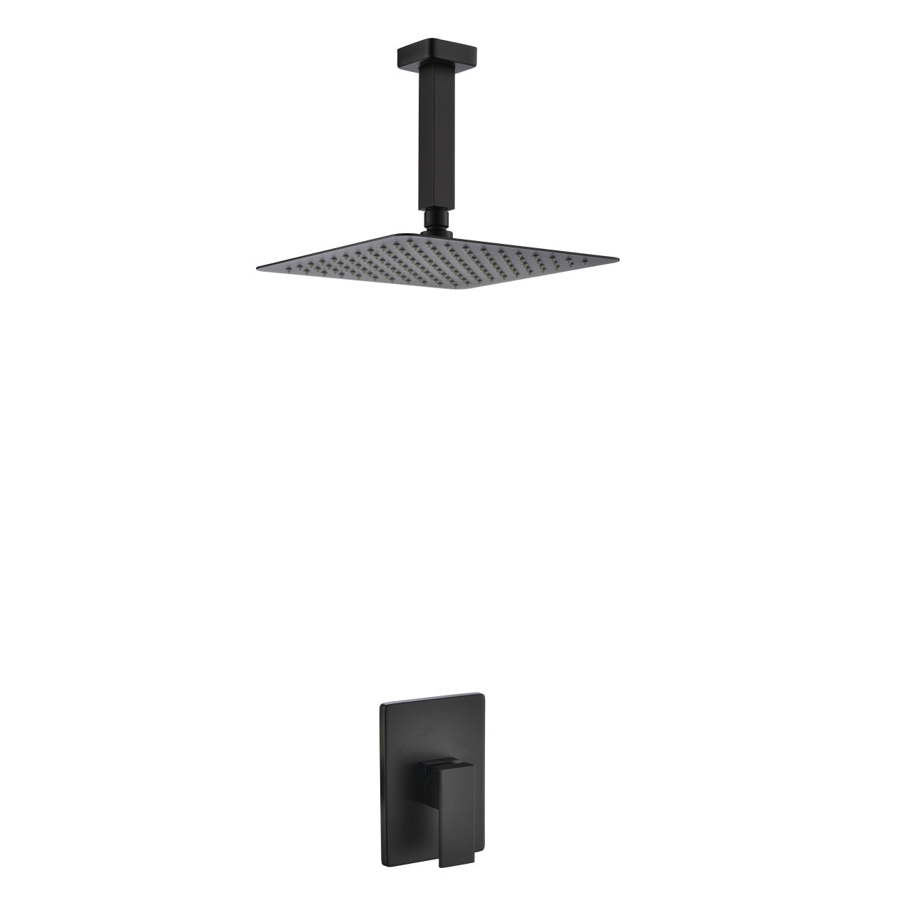 Kube Bath Aqua Piazza Black Shower Set With 12" Ceiling Mount Square Rain Shower