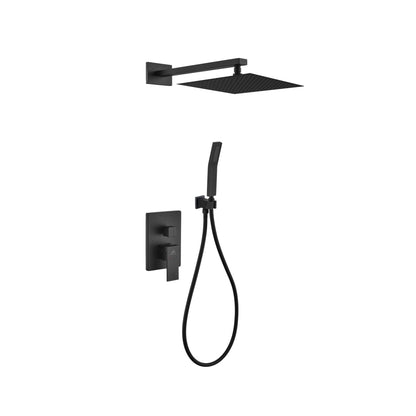 Kube Bath Aqua Piazza Black Shower Set With 12" Square Rain Shower and Handheld