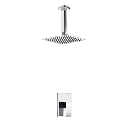 Kube Bath Aqua Piazza Shower Set With 12" Ceiling Mount Square Rain Shower Chrome