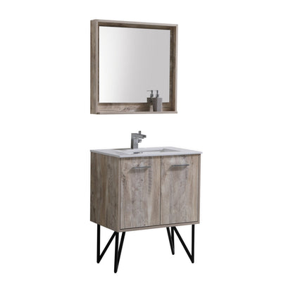 Kube Bath Bosco 30" Bathroom Vanity With White Quartz Countertop With 2 Doors