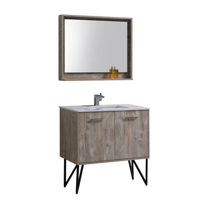 Kube Bath Bosco 36" Bathroom Vanity With White/White Quartz Cream Countertop With 2 Doors