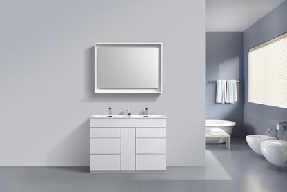 Kube Bath Milano 48" Double Sink Floor Mount Modern Bathroom Vanity With 6 Drawers and 1 Door