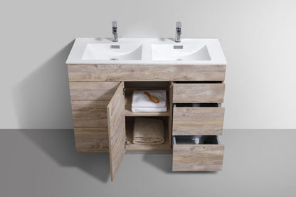 Kube Bath Milano 48" Double Sink Floor Mount Modern Bathroom Vanity With 6 Drawers and 1 Door