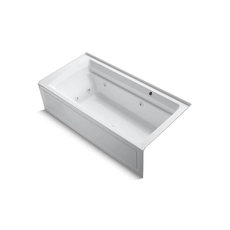 Kohler Archer 72" x 36" alcove whirlpool bath with Bask heated surface, integral flange, and right-hand drain  -White