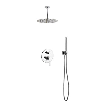 Kube Bath Aqua Rondo Shower Set With Ceiling Mount 12" Rain Shower and Handheld Chrome