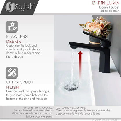 Stylish Luvia Bathroom Faucet Single Handle Matte Black Finish B-111N