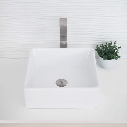 Stylish Edge 15" x 15" Square Vessel Bathroom Sink Enamel Glaze Finish P-222