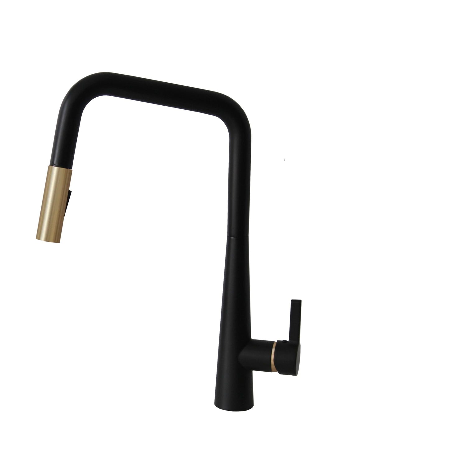 Stylish Turin 17" Kitchen Faucet Single Handle Pull Down Dual Mode Lead Free Matte Black/Gold K-143NG